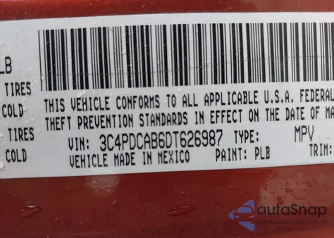 2013 Dodge Journey Se z USA, uszkodzony, nr VIN 3C4PDCAB6DT626987